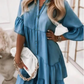 🔥Last Day Promotion 50% OFF👗V-Neck Ruffle Trim Summer Dress – Lightweight Denim Look
