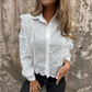 Women's Casual Lace Trim Lapel Top