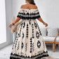 Women’s Trendy Print Off-Shoulder Maxi Dress with Side Slit