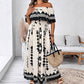 Women’s Trendy Print Off-Shoulder Maxi Dress with Side Slit