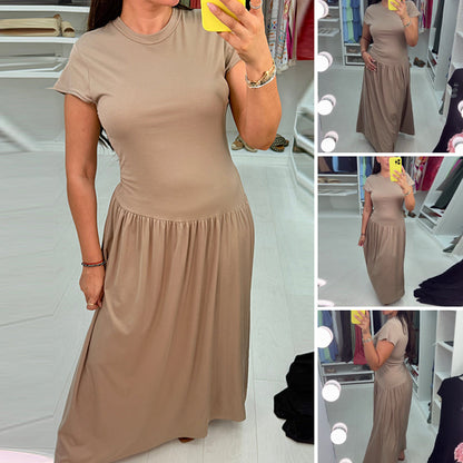 Solid Color Stretch Maxi Dress