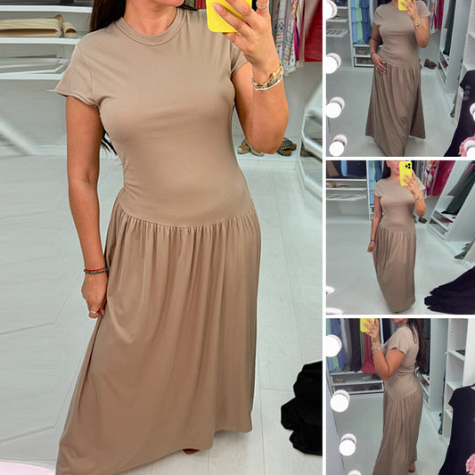Solid Color Stretch Maxi Dress