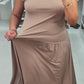 Solid Color Stretch Maxi Dress
