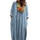 Loose Fit Solid Color V-Neck Maxi Dress