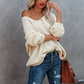Graceful Loose V-Neck Pullover Knit Top