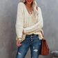 Graceful Loose V-Neck Pullover Knit Top