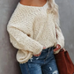 Graceful Loose V-Neck Pullover Knit Top