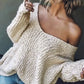 Graceful Loose V-Neck Pullover Knit Top