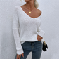 Graceful Loose V-Neck Pullover Knit Top