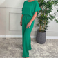 Womens Loose Short Sleeve Belted Wide Leg Pant Romper