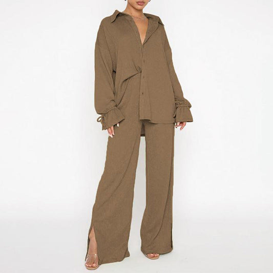 Women’s Casual Shirt & Wide-Leg Pants