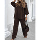 Women's Casual Solid Color Long Sleeve Top & Pants Set