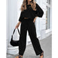 Women's Casual Solid Color Long Sleeve Top & Pants Set