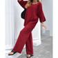 Women's Casual Solid Color Long Sleeve Top & Pants Set