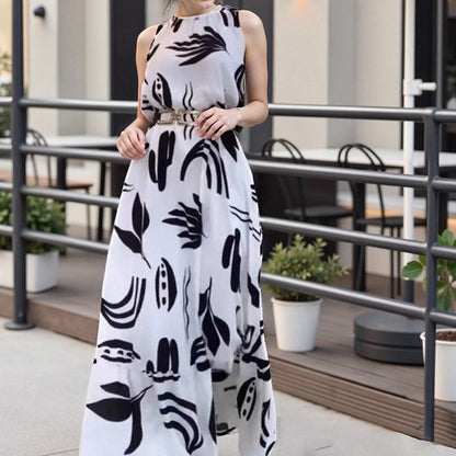 Women’s Graceful Sleeveless Printed Maxi Dress