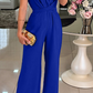 Women's Casual Ruched Halter Jumpsuits