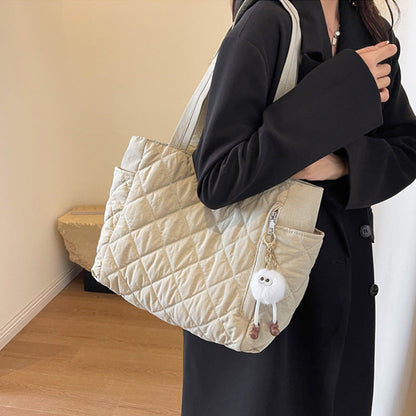 Women's Large Capacity Solid Quilted Shoulder Bag