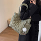 Women's Large Capacity Solid Quilted Shoulder Bag