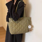 Women's Large Capacity Solid Quilted Shoulder Bag