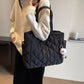 Women's Large Capacity Solid Quilted Shoulder Bag