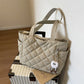 Women's Large Capacity Solid Quilted Shoulder Bag