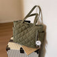 Women's Large Capacity Solid Quilted Shoulder Bag