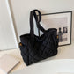 Women's Large Capacity Solid Quilted Shoulder Bag