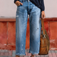 Straight-Leg Denim Crop Pants