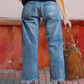 Straight-Leg Denim Crop Pants