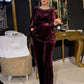 Round Neck Rhinestone Top & Wide-Leg Pants 2-Piece Set