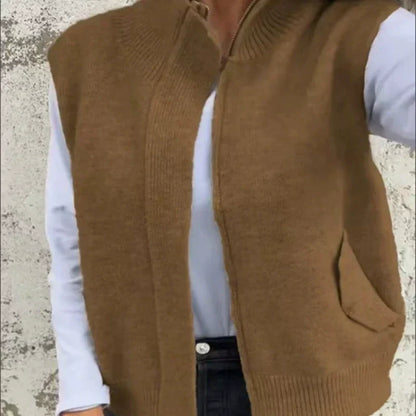 Women's Warm Zippered Fashion Sweater Vest