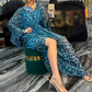 Leopard Print V-Neck Flowing Maxi Dress