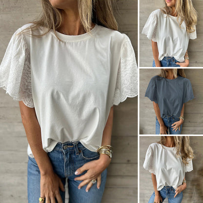 Women's Lace Detail Short Sleeve Top