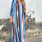 Women's V-Neck Long Sleeve Striped Dress