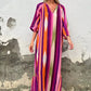 Women's V-Neck Long Sleeve Striped Dress