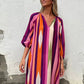 Women's V-Neck Long Sleeve Striped Dress