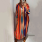 Women's V-Neck Long Sleeve Striped Dress