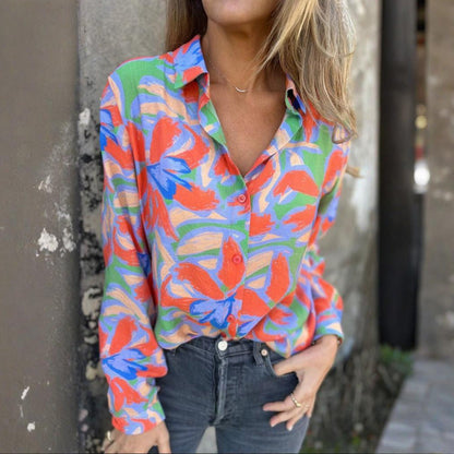 🌈Artistic Floral Shirt - Classic Collar & Loose Fit
