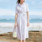 Sleek Shirt Dress With Front-Tie Waistband