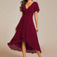 Women's V-Neck Ruffled Asymmetrical Hem Dress