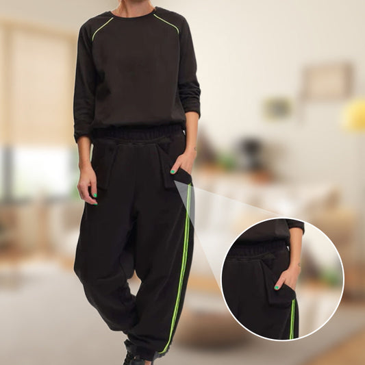🎉2025 New Products Hot Sale✨Black Long Sleeve Top & Jogger Pants Set
