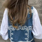 Women's Vintage Button-Front Embroidered Vest