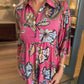 Women's Vintage Print V-Neck Loose Fit Dress