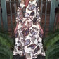 Women's Vintage Print V-Neck Loose Fit Dress