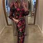 Elegant Floral Suit - V-Neck Top & Wide-Leg Pants