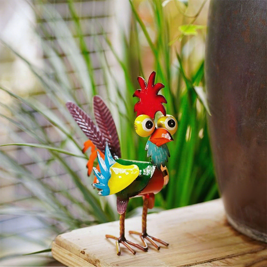 Funny Metal Rooster Yard Decor