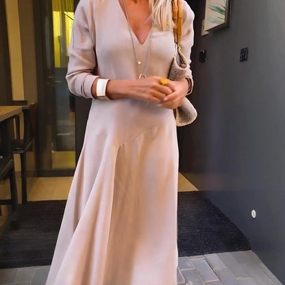 Women's V-Neck Solid Dress