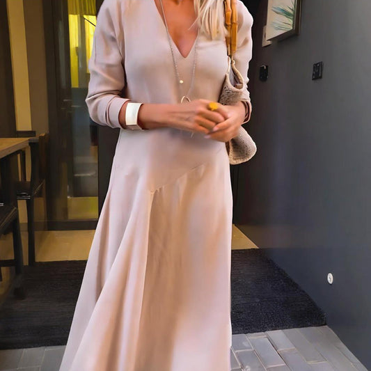 Women's V-Neck Solid Dress