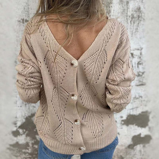 Reversible Hollow Pattern V-Neck Sweater