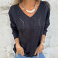 Reversible Hollow Pattern V-Neck Sweater